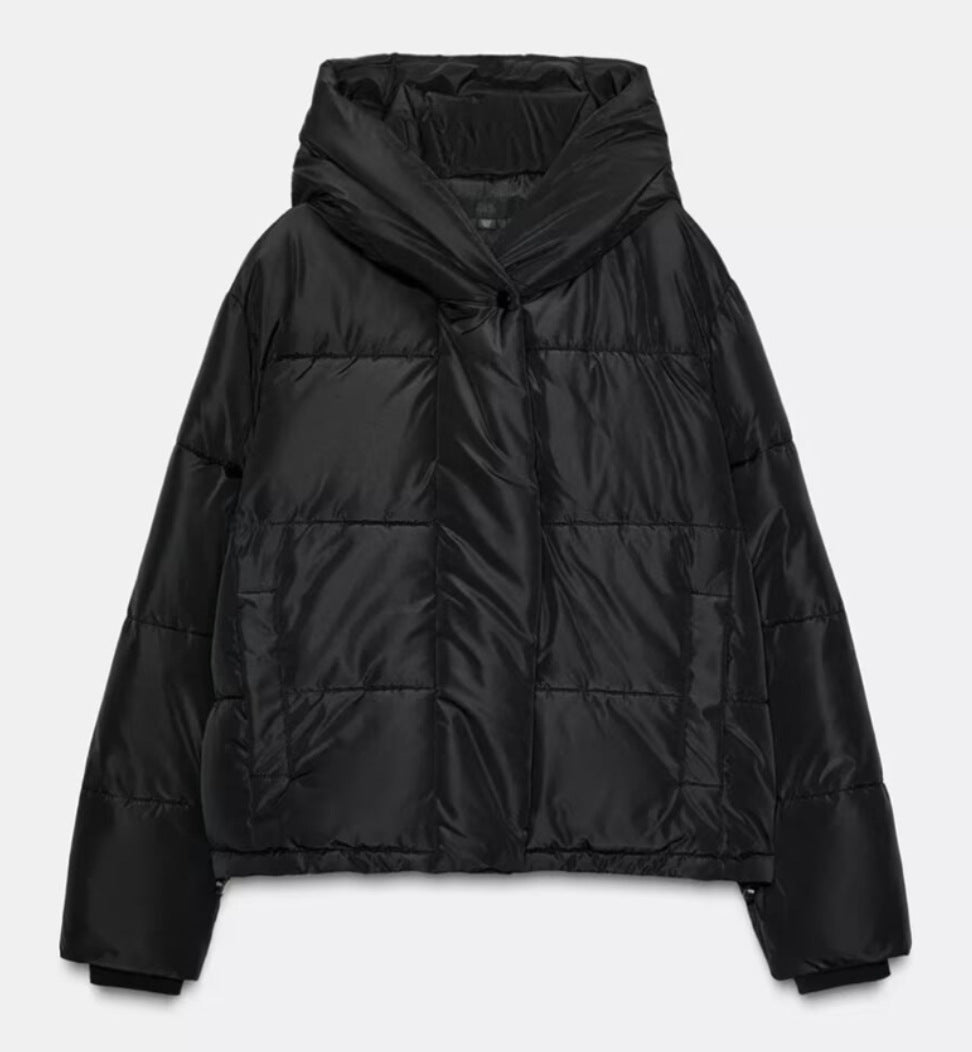 Veste matelassée en coton bicolore à capuche