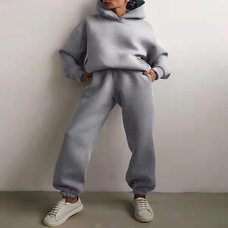 Ensemble de survêtement femme décontracté à capuche, deux pièces (sweat à capuche et pantalon).