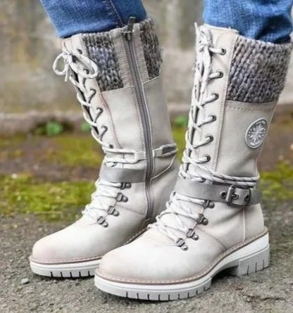 Bottes Martin d'hiver à talon carré haut et bout rond
