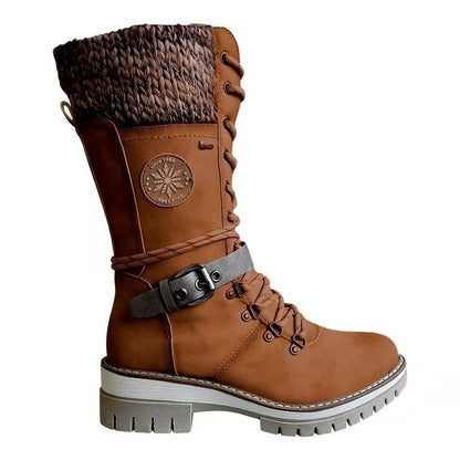Bottes Martin d'hiver à talon carré haut et bout rond