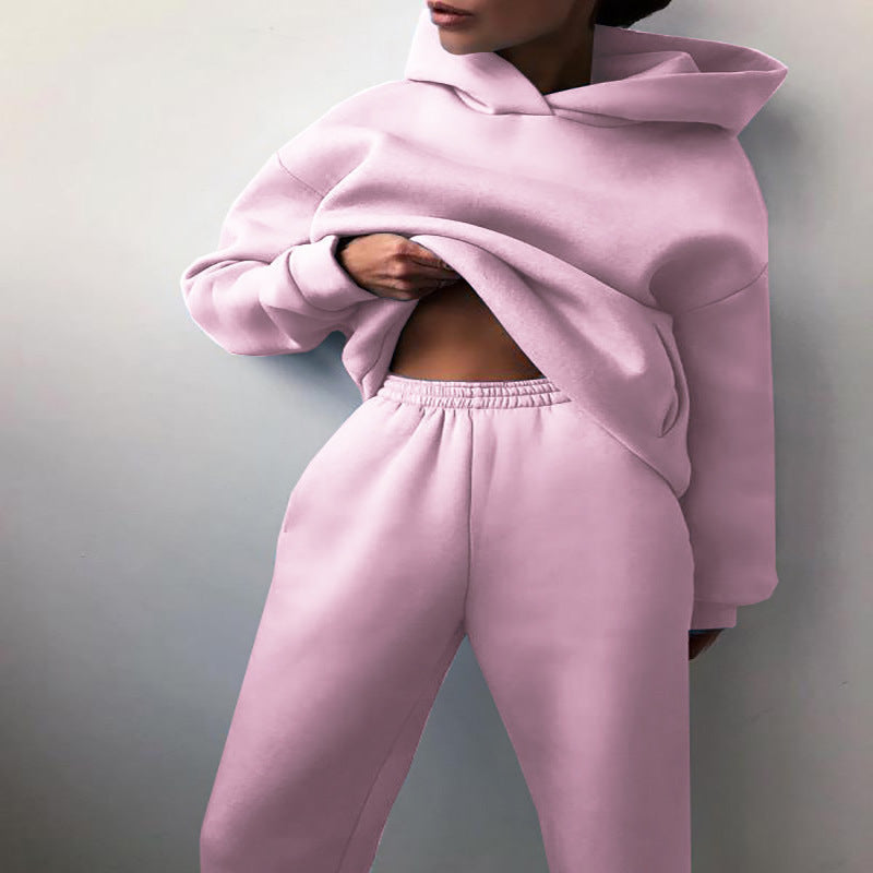 Ensemble de survêtement femme décontracté à capuche, deux pièces (sweat à capuche et pantalon).