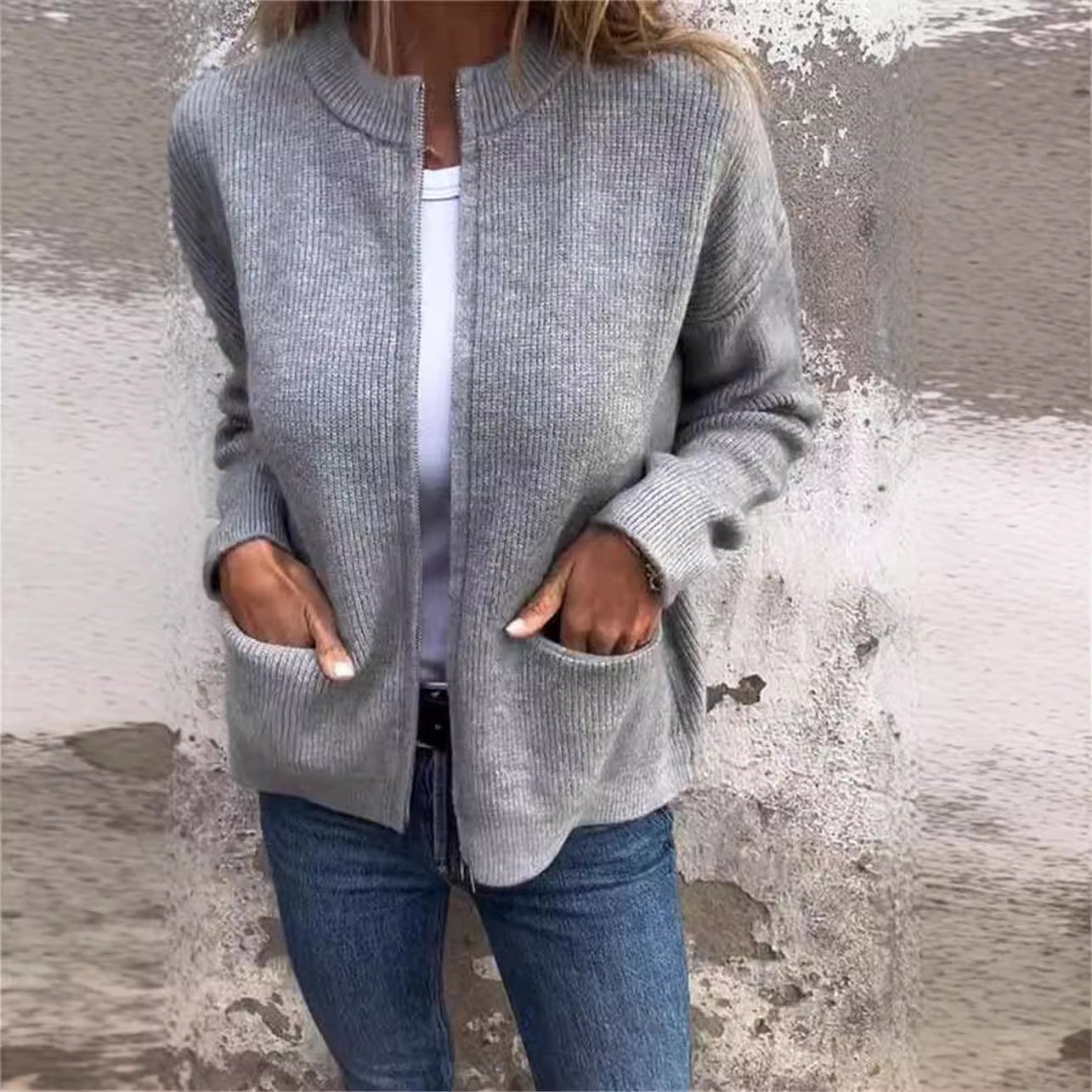 Cardigan femme moderne de couleur unie – design simple et confort optimal