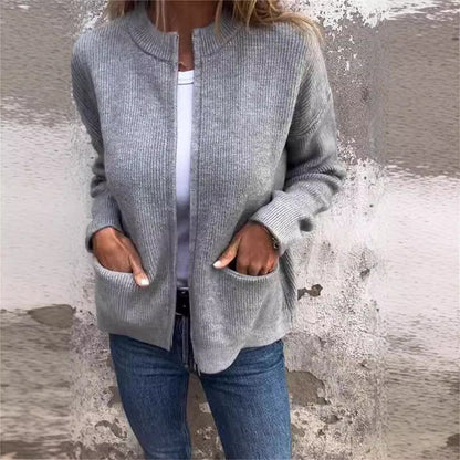 Cardigan femme moderne de couleur unie – design simple et confort optimal