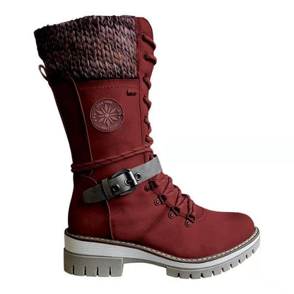 Bottes Martin d'hiver à talon carré haut et bout rond