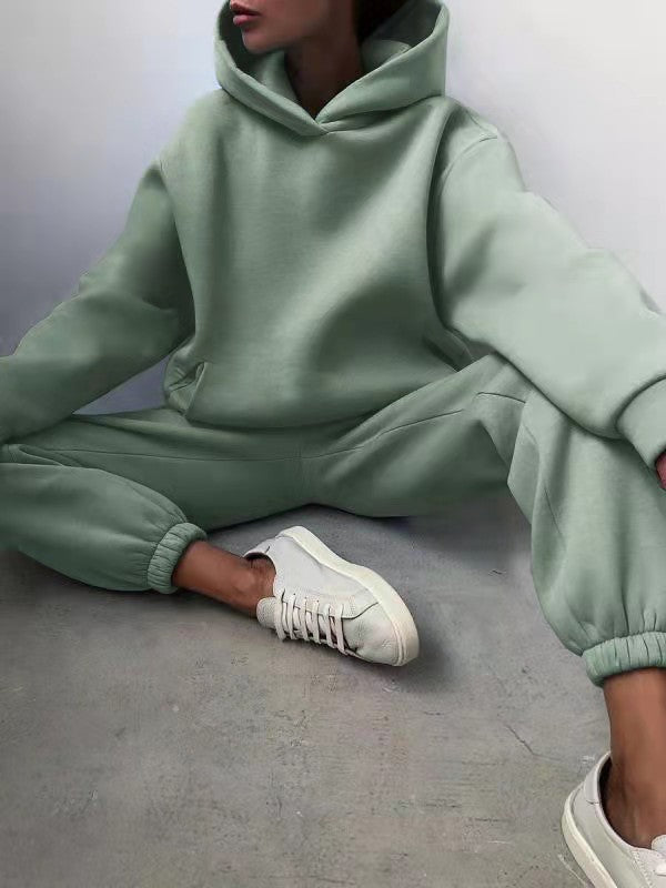 Ensemble de survêtement femme décontracté à capuche, deux pièces (sweat à capuche et pantalon).
