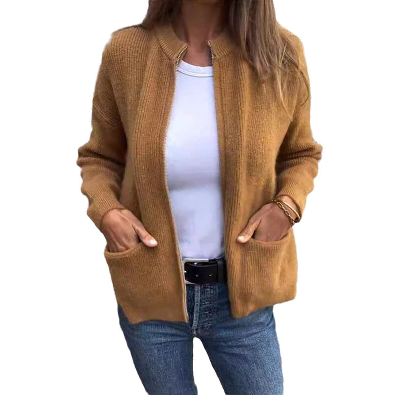 Cardigan femme moderne de couleur unie – design simple et confort optimal