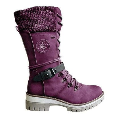 Bottes Martin d'hiver à talon carré haut et bout rond