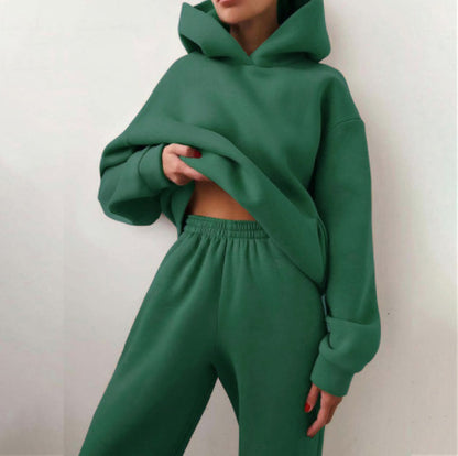 Ensemble de survêtement femme décontracté à capuche, deux pièces (sweat à capuche et pantalon).