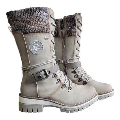 Bottes Martin d'hiver à talon carré haut et bout rond