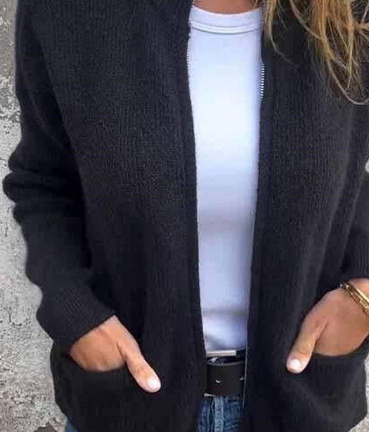 Cardigan femme moderne de couleur unie – design simple et confort optimal
